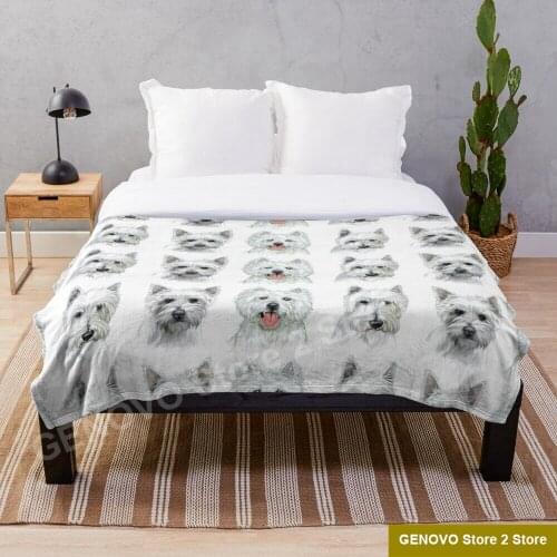 Westies Throw Blanket Warm adult children blanket sofa quilt cover travel bedding export velvet plush plush blanket