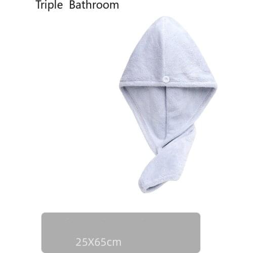 Cartoon Cute Rabbit Ears Coral Velvet Hair Drying Towel Bath Towel Quick Drying Turban Bathroom Women Hair Cap Wrap with Button