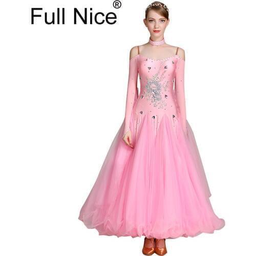 Luxurious refreshing ballroom dance dress long length modern dance costume waltz dress wearing flamenco rumba samba practice