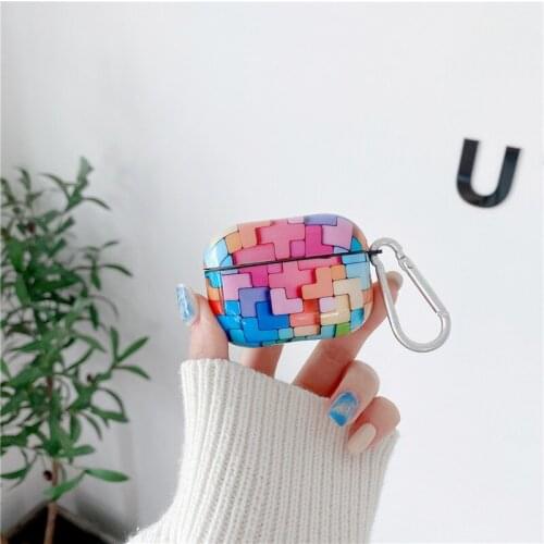 Lovely 3D vision Building Blocks Keychain silicone Case for Apple Airpods 1 2 AirPods Pro Bluetooth Earphone Accessories Box