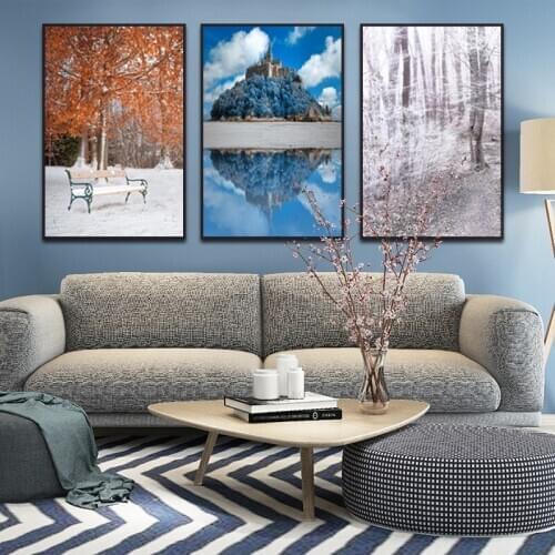 Nordic Poster Art Canvas Painting Simple Spring Summer Autumn and Winter Four Seasons Landscape Mural Bedroom Home Decor Mural