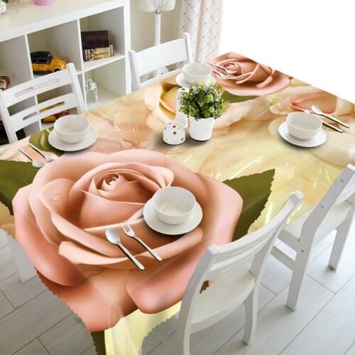 Customizable Tablecloth 3D Sexy Retro Rose Pattern Washable Cloth Thicken Rectangular and Round Table Cloth for Wedding