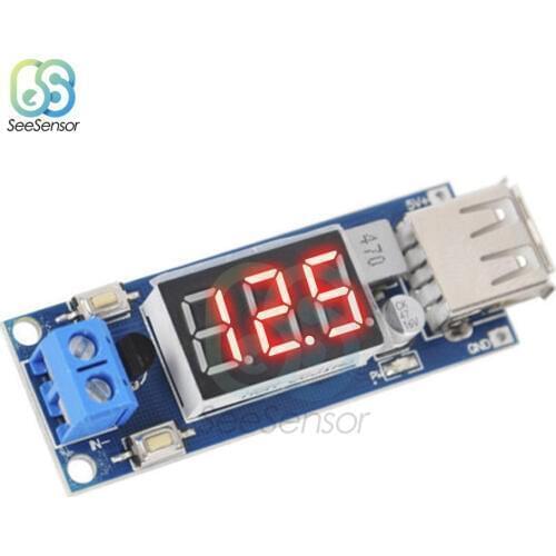 DC 4.5-40V to 5V 2A USB Charger LED Digital Step Down Buck Converter Voltmeter Module Automatic Calibration