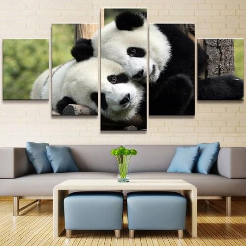 Home Decoration Canvas 5 Pieces Painting Panda Pictures Wall Artwork Hd Prints Modular Aniamls Poster For Living Room Framework
