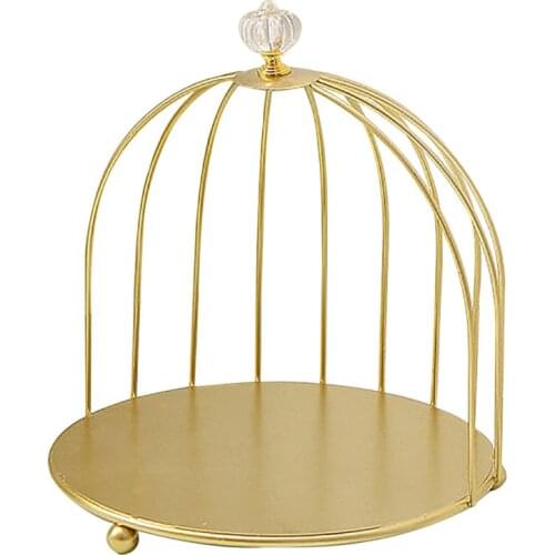 Snack Rack Table Decoration Birdcage Racks Iron Art Nordic Style Skin Care Lipstick Finishing Double Layer Gold Commodity Shelf
