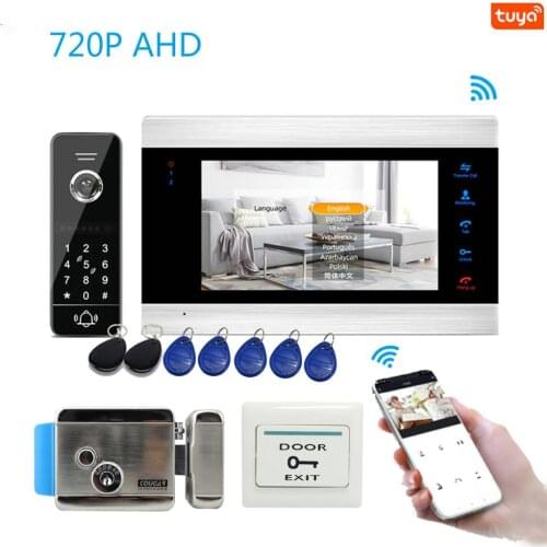 Motion Detection 720P AHD WIFI Video Intercom Door Phone System Code RFID Doorbell Camera Tuya APP Remote Unlock Electric lock