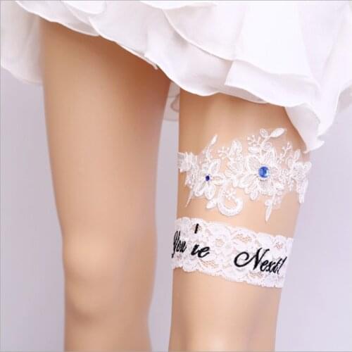 Funny Wedding Lace Flower Leg Garter Belt Thigh Strap for Brides Elastic Rhinestone Leg Harness Belt Dress Accessories