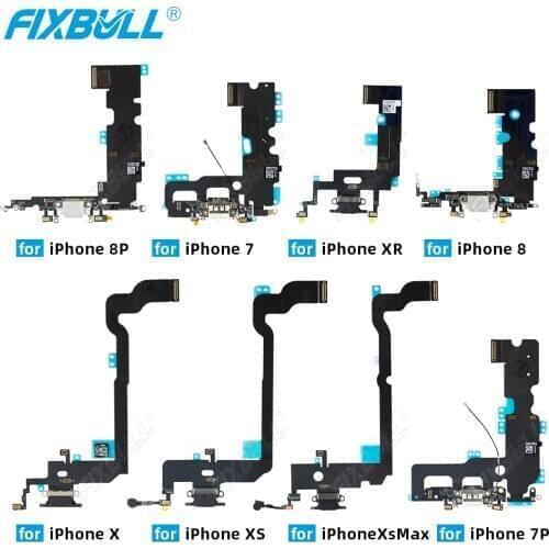 FIXBULL High Quality Charging Port Dock Charger Flex Cable For iPhone 7 8 Plus 7Plus 8Plus X XR XS Max Headphone Audio Jack Flex