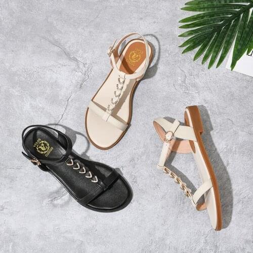 QZYERAI New Summer Style Girls Sandals Genuine Leather Fashion Diamond Womens Shoes Real Cowhide Sandals Size 34-43