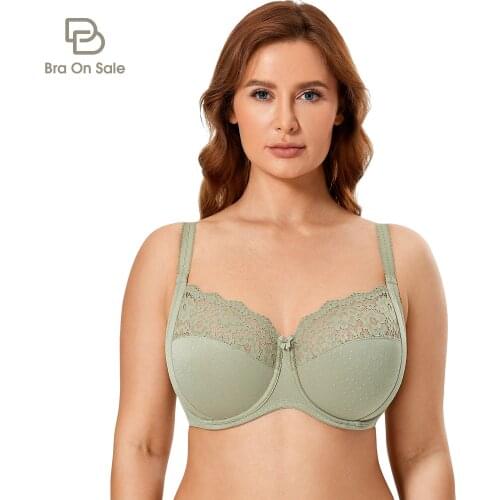 Womens Sheer Lace Non Padded Full Coverage Underwire Support Plus Size Bra