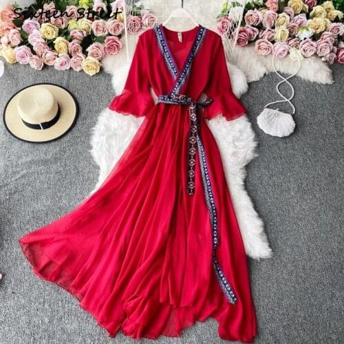 Maxi Dresses for Women High Waisted Bohemian Y2k Dress Vintage Clothing Women Vestido De Mujer High Quality Elegant Fashion 2021