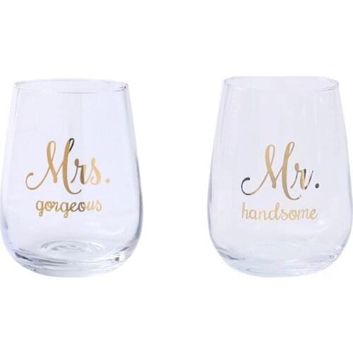 2Pcs Egg Shaped Red Wine Cup Transparent Glass Wine Cup Wedding Gift Couple Cup 1 Pair of Gifts