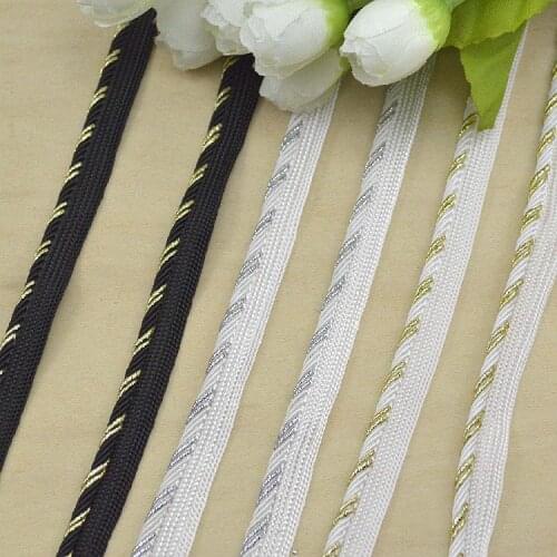 5Meters Glittery Shiny Ombre Braided Gold Wire Piping Lip Striped Cord Lace Pillow Cushion Bedding Trim Upholstery Sewing Edging