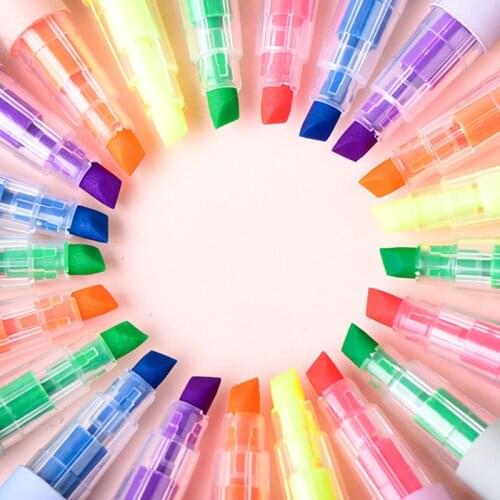 6pcs/set Student Candy Color Highlighters Pen Art Drawing Markers Fluorescent Pen for School Office Painting Supplies Stationery