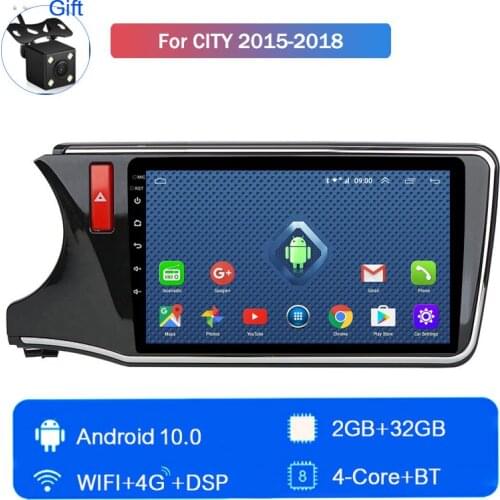 Android10 Car Stereo Multimedia Player 4G LTE 32G For Honda City 2015 2016 2017 2018 central control large screen GPS navigatio