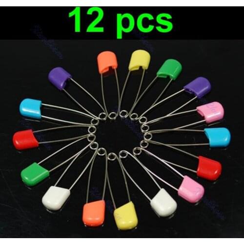 12 pcs Colors Safety Locking Baby Cloth Nappy Diaper Craft Pins C1FE