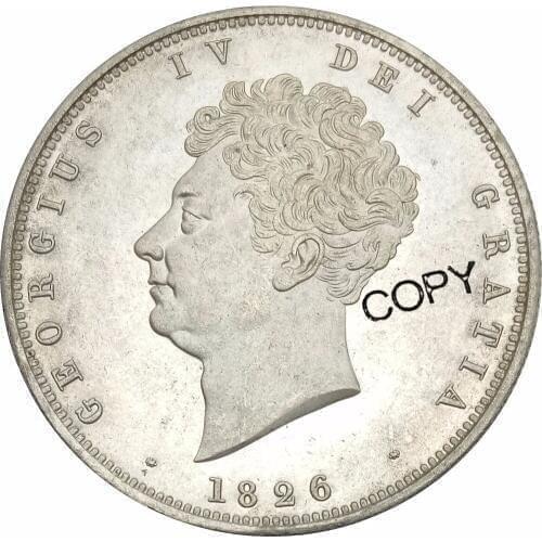 Great Britain 1/2 Crown George IV 1826 Cupronickel Plated Silver Copy Coin