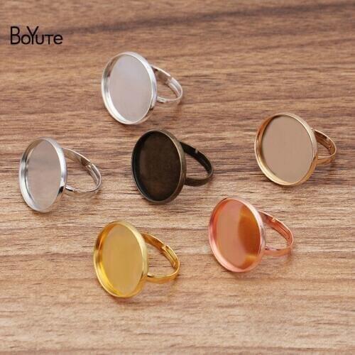 BoYuTe (50 Pieces/Lot) Fit 10MM 12MM 14MM 16MM 18MM 20MM Cabochon Ring Base Diy Adjustable Ring Blank Tray Jewelry Accessories