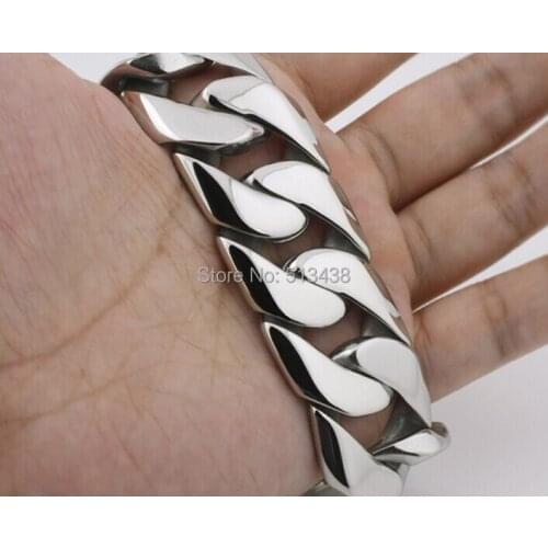 Best Quality 24mm Mens Heavy Polished Cuban Curb Chain 316L Stainless Steel bracelet 8.5'' Husband Birthday Gifts
