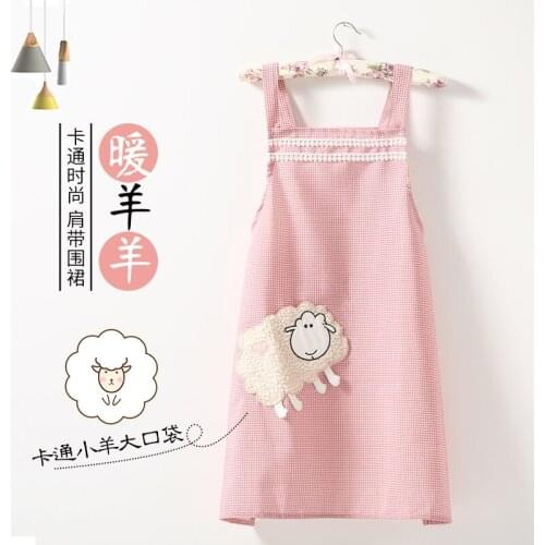 Apron home kitchen Korean version cute creative breathable thin summer cotton cotton housework apron womens