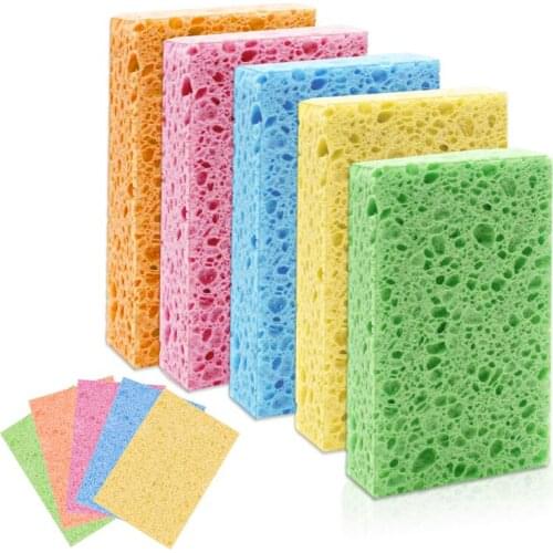 Cellulose Cleaning Sponge, Compressed Absorbent Sponge, Cleaning Supplies for Kitchen Absorption and Dish Washing(10pcs)