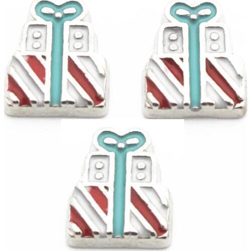 Hot Sale 10pcs/lot Metal Enamel Christmas Gift Floating Charms For Glass Memory Floating Lockets Necklace Bracelet DIY Jewelry