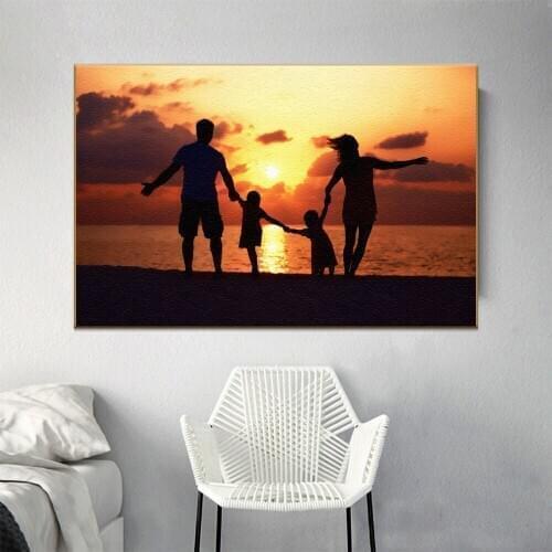 DIY Oil Painting By Numbers A Warm Family In The Sunset Happy Pictures By Numbers On Canvas Home Decor Unique New Year Gift