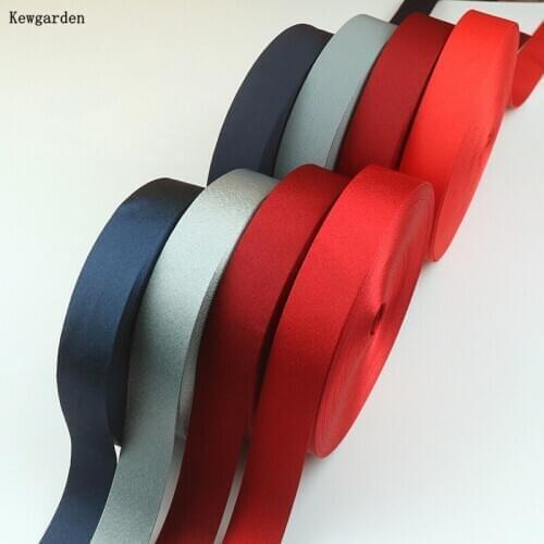 Kewgarden Bright Light Fabric Layering Cloth Ribbon DIY Bow tie Accessories Handmade Tape 2" 1" 10mm 25mm 50mm Webbing 10 Yards
