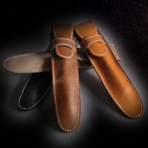 Leather Pencil Cases New Design Insert fixed Fountain Pen Pouch Pen Case for Travel Journal Diary Pen Cover More Protect Pen Bag