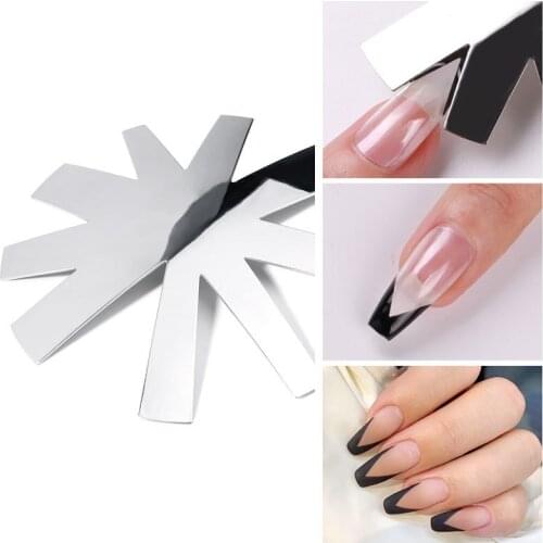 Reusable Material Nail Art Sculpting Template Stainless Steel Nail Form Nail Clipper Plate Module Nail Art Nail Glue Accessories