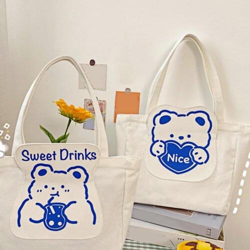 2021 Fashion Cute Shoulder Bag All-match Durable Simple Large Capacity Canvas Printed Women Shopping Sling Bag Handbag for Home