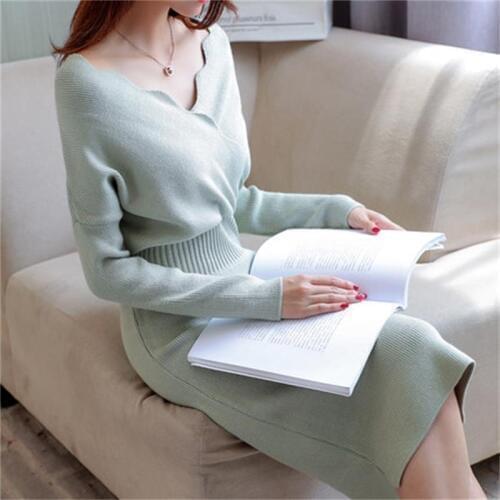 Fashion High quality Slim new autumn and winter women knitted sweater in the long paragraph sweater dress TX012