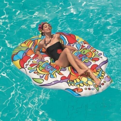 Men Women Inflatable Skull Pool Float Swimming Toys Fun Beach Air Raft Bed