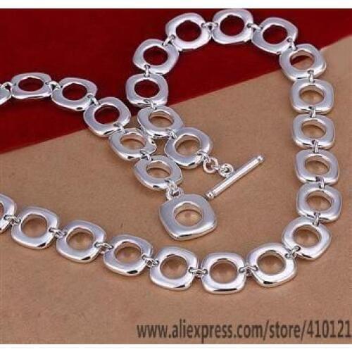 N033 Lucky Charm Silver Color Pendants For Women Sterling Necklace Accessories Fashion Square Necklace /dcxaluea Hpvaqhca