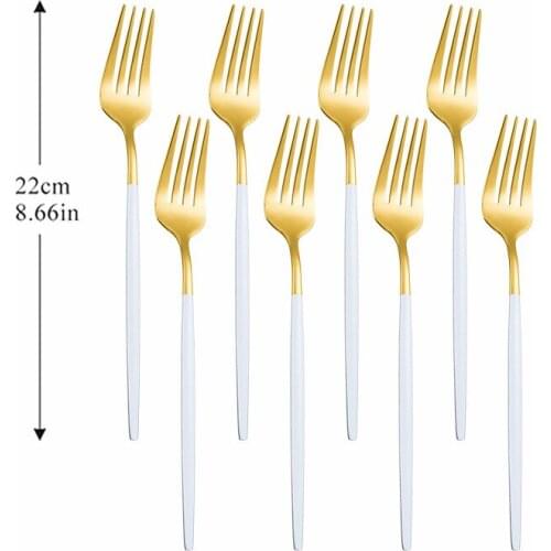 White Gold Dinner Fork Stainless Steel Cutlery Set Luxury Flatware Tableware Sets Complete Kitchen Dinner Fork Dinnerware Set