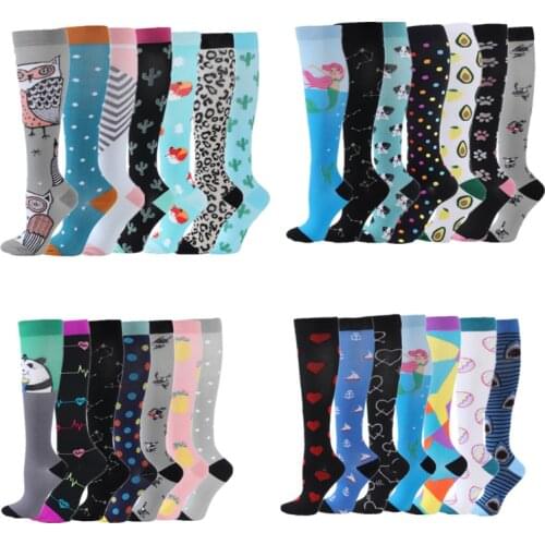 7 Pairs Compression Stocking Women Knee High Edema Anti Fatigue Diabetes Varicose Veins Summer Running Sports Compression Socks