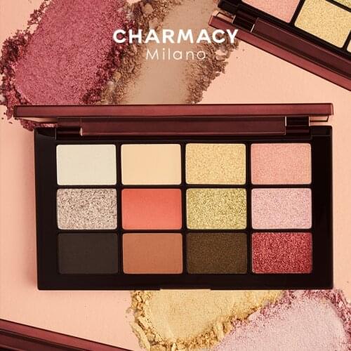 CHARMACY Eyeshadow 12 Colors Palette Diamond Bright Waterproof Shimmer Bling Metallic Matte Smoky Glitter Eye shdow