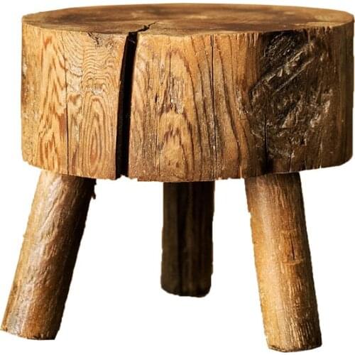 Natural wood retro whole wood shooting props decoration garden balcony decoration small chair support