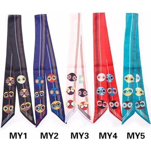 5*100cm Smiley Print Scarfs Fashion Decorative Scarves Multi-function Popular Small Scarf Neck Hair Head Kerchief Dropshipping