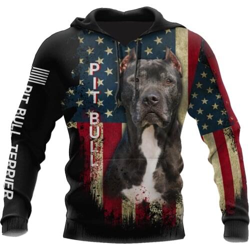 Pit Bull Terrier American Flag 3D Print Hoodie For Men And Women Sweatshirt Streetwear Zip Pullover Casual Jacket Tracksuit-166