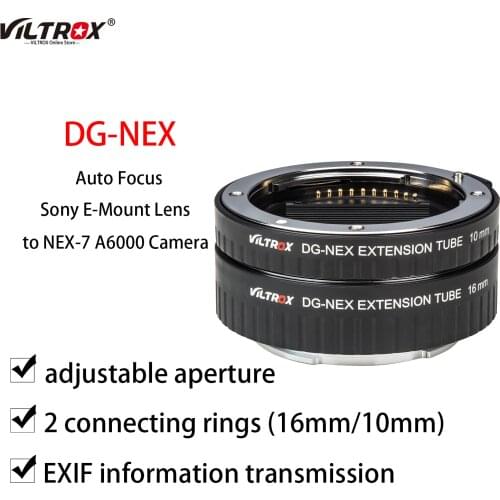 Viltrox DG-NEX Lens Adapter Ring Metal Mount Auto Focus Macro Extension Tube Ring For Sony E-Mount Lens NEX-5R NEX-5/6/7 Camera