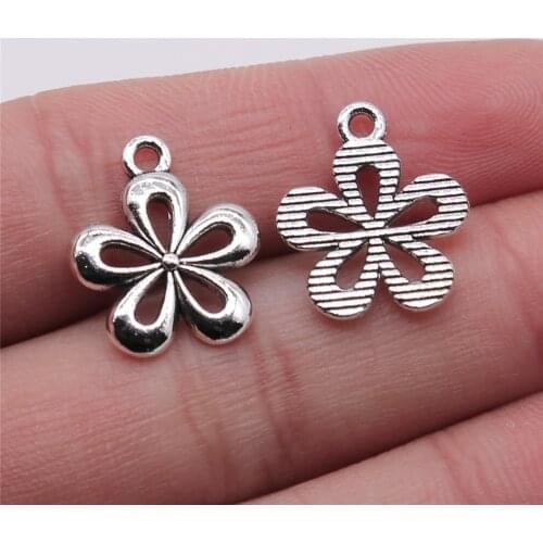 WYSIWYG 20pcs Charms Chrysanthemum Flower Daisy 18x15mm Antique Silver Color Pendant Chrysanthemum Flower Daisy Charms