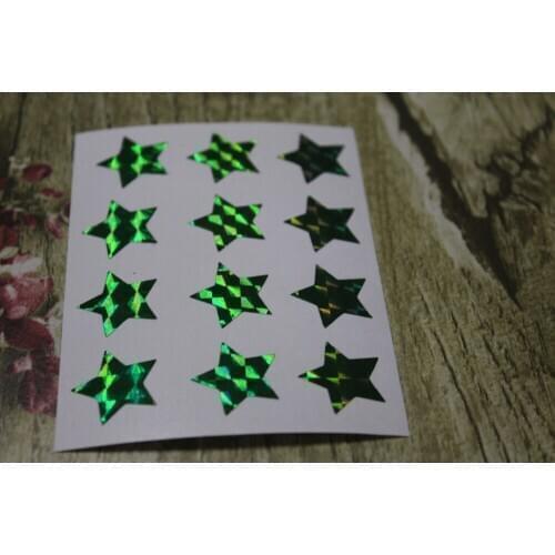1.9cm Mini Green Holographic Star Stickers
