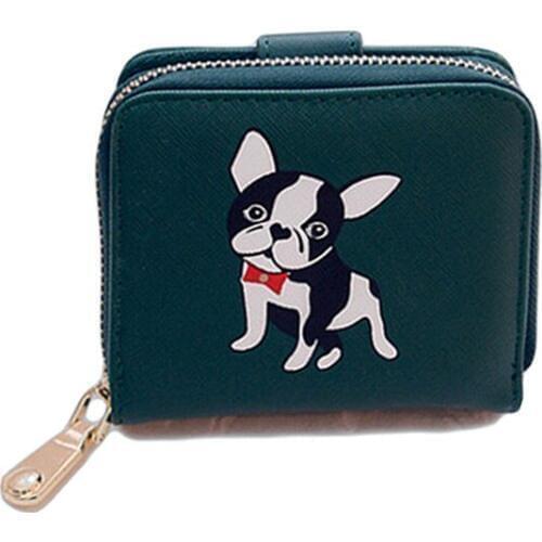 10PCS / LOT Ladies Purses Dog Wallet Cartoon Animal Print Coin Purse Pocket Short Mini Wallets Girls Women Money Bag Card Holder