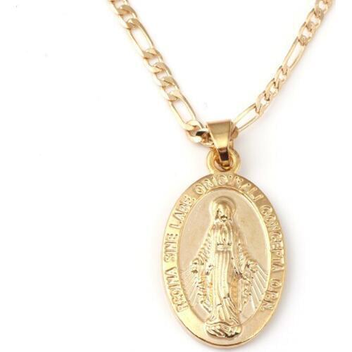 2019 New Alloy Gold Cross Religion Accessories Mary Maria Pendeloque Cut Necklace Pendant For Women Jewelry Vintage