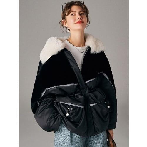 High Quality Genuine Wool Fur Coat 90% White Duck Down Womens Winter Jackets Warm Oversized Female Jacket Abrigo Mujer Zjt1339