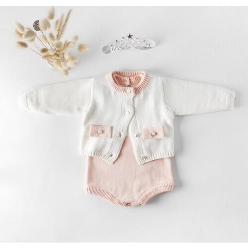 Winter Autumn Sweater Cardigan Coat Outwear Baby Infants Toddlers Girls Kids Children Knitwear Knit Long Sleeve Rompers S9813