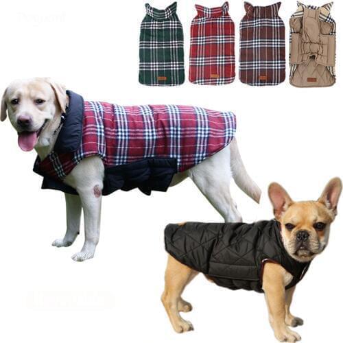 Winter Pet Clothes Two Sided Tartan Dog Jacket Pet Coat Winter Clothes Puppy Clothing For Small Medium Large Dogs 7 Size