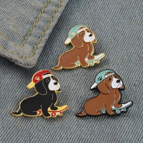 Cartoon animal toilet shape paint badge accessories dog brooch enamel pins for friends