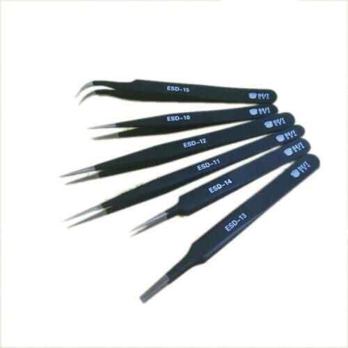 1pcs /6pcs Anti-static Tweezers Silicon Wafer Tweezers Chip Tweezers Wafer Tweezers Scientific Research Semiconductor Tweezers